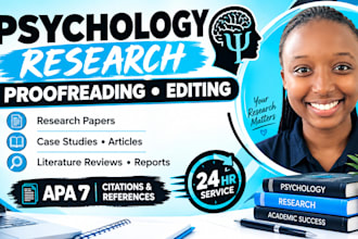 proofread and edit psychology essays, research papers and reports