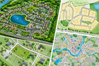 render residential site plans, plat maps, plot maps and city maps