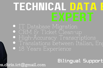 do technical data entry, IT database migration, and transcriptions