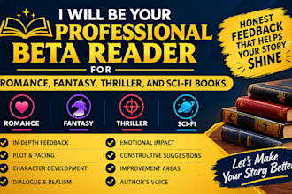 be your professional beta reader for romance, fantasy, thriller, and scifi books