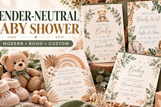 design gender neutral baby shower invitation modern and custom cards