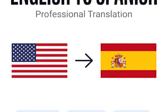 translate english to spanish professionally and fast