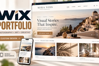design wix portfolio website, photography, artist gallery and creative portfolio