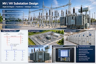 design mv hv substation, sld, transformer, switchgear and protection