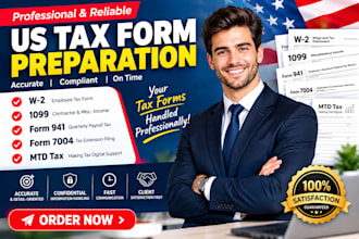 prepare US tax forms w2 1099 941 payroll and irs documents