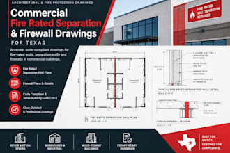 draw commercial fire rated separation and firewall drawings for texas