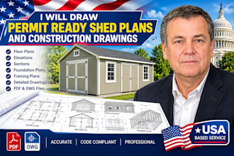 draw permit ready shed plans and construction drawings