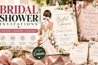 design bridal shower invitation elegant modern and custom shower cards