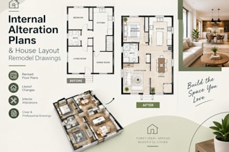 draw internal alteration plans and house layout remodel drawings