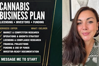 write cannabis business plan for licensing, investors and funding