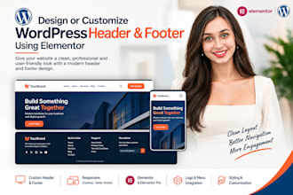 design or customize wordpress header and footer using elementor