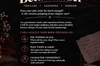 beta read your thriller or suspense novel