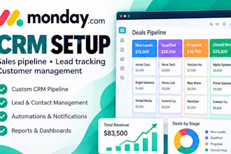 set up monday com CRM, sales pipeline and lead management