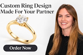 create custom engagement wedding ring and 3d cad jewelry design with 3d renders
