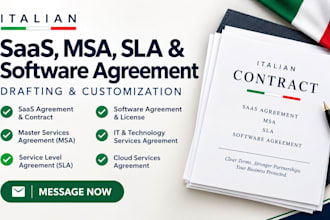 write italian , msa, saas contract, saas agreement, sla and software agreement