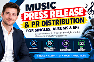 write music press release and do music pr distribution for single album and ep