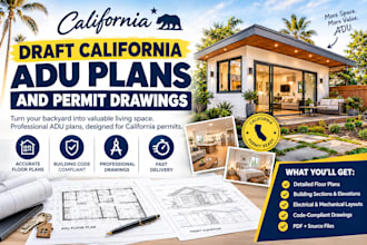 draft california adu plans and permit drawings