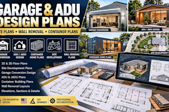 do garage site development plan wall removal container home plan adu jadu USA