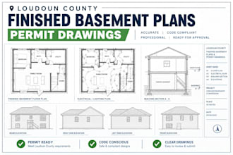 draft loudoun county finished basement plans and permit drawings