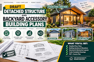 draft detached structure and backyard accessory building plans