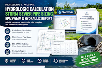hydrologic calculation, storm sewer pipe sizing,  epa swmm and hydraulic report