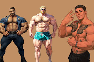 draw gay bara, bara nsfw, gay couple, anime art, bara illustration, gore or yaoi