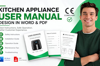 create ce compliant kitchen appliance user manual design in word and pdf