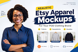 create realistic etsy apparel mockups for pod clothing brands