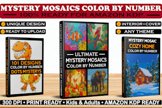 create color by number mosaic coloring pages for amazon KDP