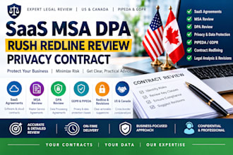 do saas msa dpa rush redline review US canada pipeda privacy contract