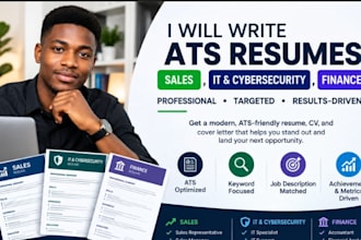 write professional sales resume, IT cybersecurity  CV, ats finance resume writer