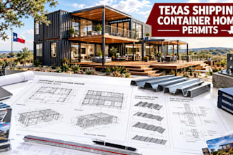 texas permit shipping container home design, structural deck plans, 3d modeling