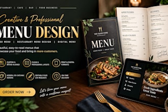 an amazing menu design, food menu, restaurant menu design and digital menu