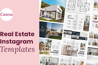 create 50 editable canva instagram templates for real estate agent