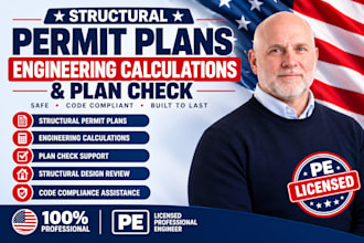 structural permit plans, engineering calculations, and plan check, calc audit
