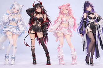 design and rig 3d vtuber model for vrchat, vrm and vroid