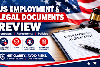 review US employment contracts, workplace documents and legal agreements