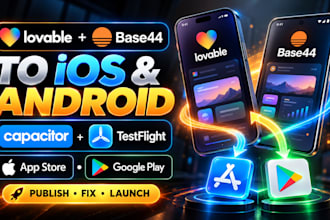 convert lovable base44 to ios android capacitor testflight appstore google play