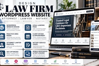 design lawyer law firm attorney notary wordpress website and legal landing page
