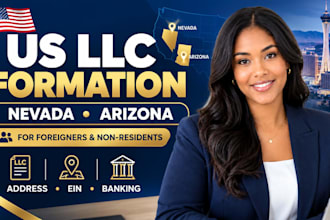 register nevada llc and arizona llc for foreigners and office address and bank