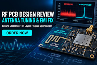 rf pcb design review, antenna tuning, ground clearance and emi optimization