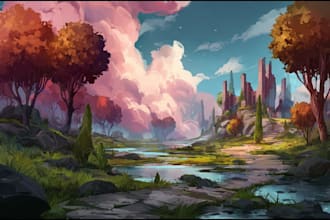 do landscape illustration and background concept art