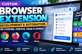 develop custom browser extensions and automation for chrome firefox edge