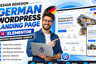 design redesign german wordpress, deutsch wordpress landing page, elementor