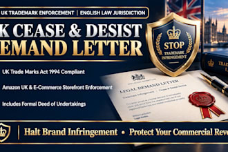 draft a UK cease and desist letter for trademark infringement