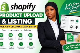 do shopify product upload, product listing  and bulk CSV upload