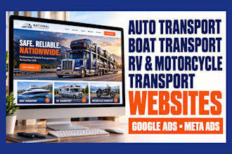 build auto transport, boat transport, rv transport, motorcycle transport website