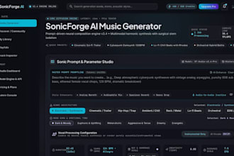 build ai music generator website, text to music app or music platform