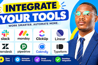 integrate slack with monday clickup linear zendesk pipedrive calendly typeform