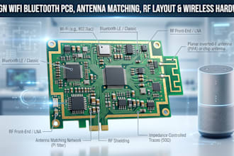 design wifi bluetooth pcb, antenna matching, rf layout and wireless hardware
